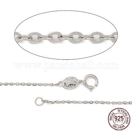 Collar de cadena tipo cable de plata de ley con baño de rodio para mujer STER-I021-08B-P-1