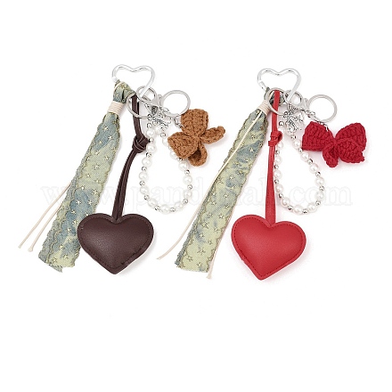 2 шт. подвесных украшений из вязаного вручную волокна и искусственной кожи HJEW-JM04423-1