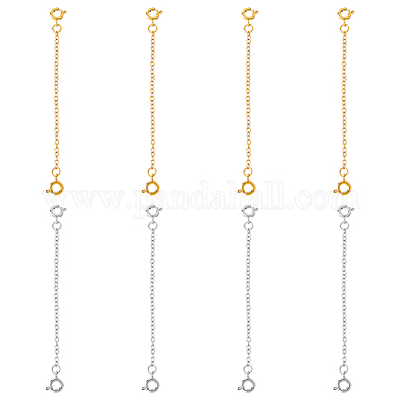 SUPERFINDINGS 8Pcs 2 Colors Necklace Extenders 6.6cm 304 Stainless Steel Extender Chain with Spring Ring Clasps Jewelry Extenders with Lobster Clasps and Closures for Jewelry Making DIY-FH0004-99-1