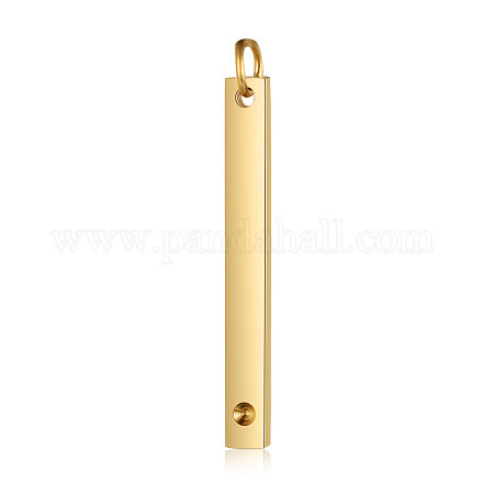 201ステンレス鋼ペンダントラインストーンセッティング  尖ったバックラインストーン用  長方形  ゴールドカラー  1.5mmのラインストーンに適する  32x3x1.5mm  穴：3mm STAS-S105-T607D-2-3-1