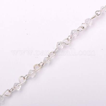 Chaînes de perles de verre bicone manuelles pour fabrication de bracelets et colliers AJEW-JB00048-01-1