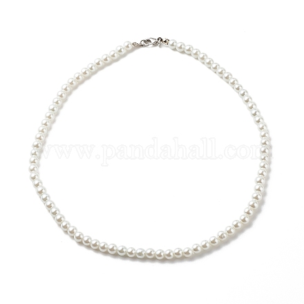 Collier de perles rondes en perles de verre pour femme X-NJEW-JN03903-1