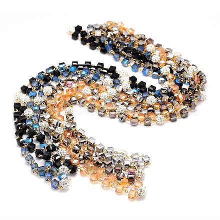 Verre colliers de perles NJEW-O059-08-1