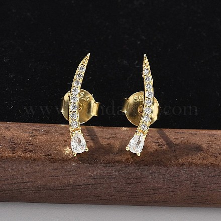 925 серьги-гвоздики из стерлингового серебра с прозрачным кубическим цирконием EJEW-Q032-01E-G-1