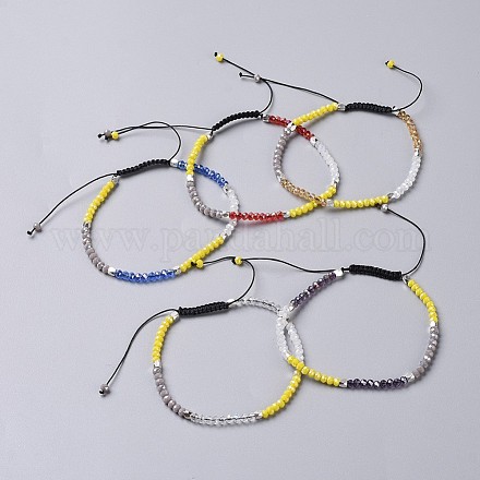 Electroplate Glass Braided Bead Bracelets BJEW-JB04240-1