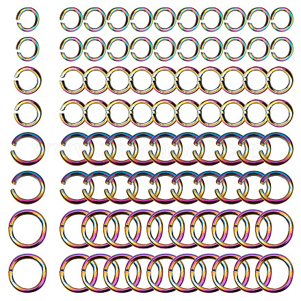 Sunnyclue 1 boîte de 200 anneaux ouverts en acier inoxydable de 4 tailles STAS-SC0003-96-1