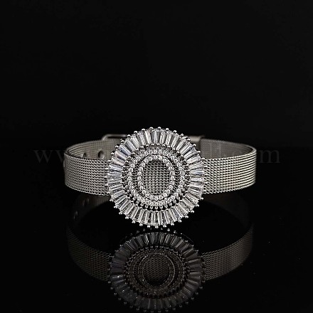 Латунные браслеты с микропаве из прозрачных кубических цирконий для женщин FS-WGA7409-52-1