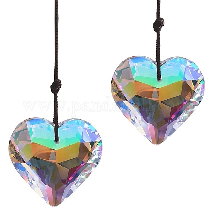 Décorations pendentif coeur en verre à facettes HJEW-PW0002-18-1