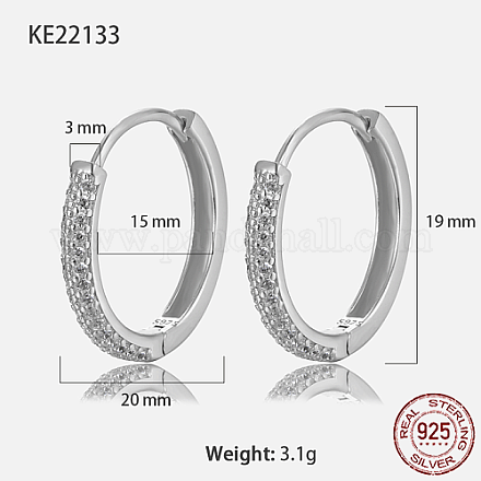 Серьги-кольца из стерлингового серебра 925 пробы с родиевым покрытием и фианитами с микропаве MZ8987-2-1