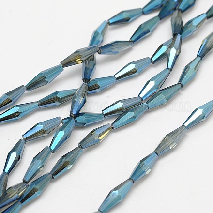 Faceted Rice Electroplated Glass Beads Strands EGLA-F103-02A-1
