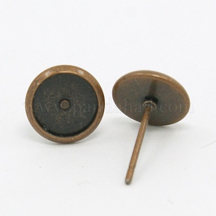 Brass Stud Earring Settings KK-E589-8mm-R-NR-1
