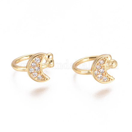 Golden Plated Brass Micro Pave Cubic Zirconia Cuff Earrings EJEW-L244-42G-1