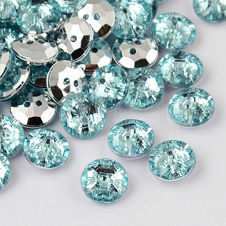 Botones redondos planos del diamante artificial de acrílico de Taiwán de 2-agujero BUTT-F015-11.5mm-23-1