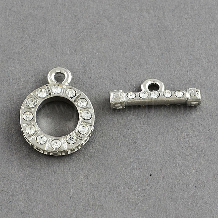 Ring Brass Grade A Rhinestone Toggle Clasps KK-S127-12-1