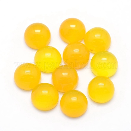 Natural Yellow Agate Cabochons X-G-P393-R17-8MM-1