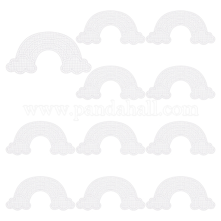 Feuilles de toile de maille en plastique en forme d'arc-en-ciel DIY-WH0387-15-1