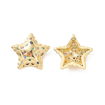 Charms stella in ottone con micro pavé di zirconi colorati KK-G435-31G-1