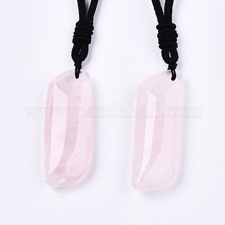 Collares colgantes de cuarzo rosa natural NJEW-S421-013-1