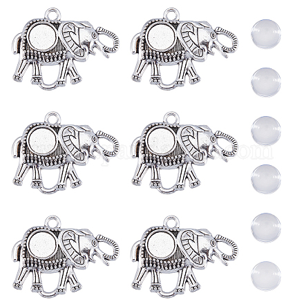 SUNNYCLUE DIY Blank Dome Elephant Pendant Making Kit DIY-SC0022-08-1