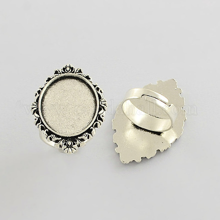 Vintage Adjustable Iron Finger Ring Components Alloy Cabochon Bezel Settings PALLOY-Q300-12AS-NR-1