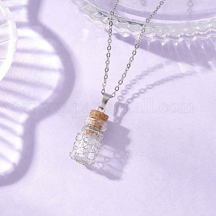 Подвеска из медной проволоки в виде пустой стеклянной бутылки из нержавеющей стали 304 NJEW-JN05275-1