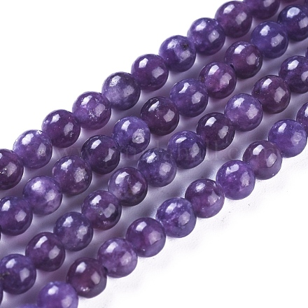 Fili di perle di pietra mica naturale di lepidolite / viola G-D0020-16-6mm-1
