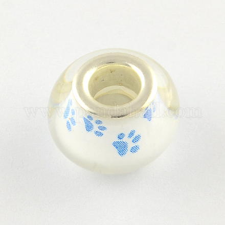 Large Hole Dog Paw Prints Pattern Resin European Beads OPDL-Q129-187A-1