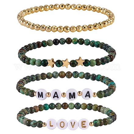 Ensemble de bracelets extensibles empilables de perles love mama pour la fête des mères BJEW-SZ0001-90-1