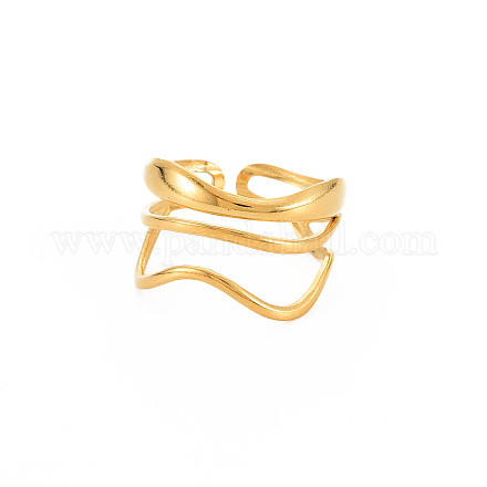 Ионное покрытие (ip) 304 открытое манжетное кольцо из нержавеющей стали для женщин X-RJEW-S405-236G-1