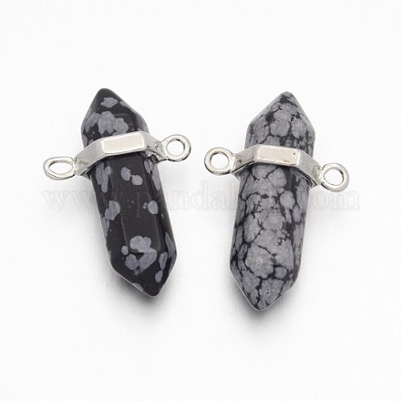 Natural Snowflake Obsidian Bullet Pointed Pendants G-F176-21-1