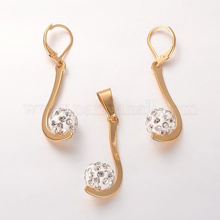 Letter.J 304 Stainless Steel Pendants & Lever Back Dangle Earrings Jewelry Sets X-SJEW-N020-03-1
