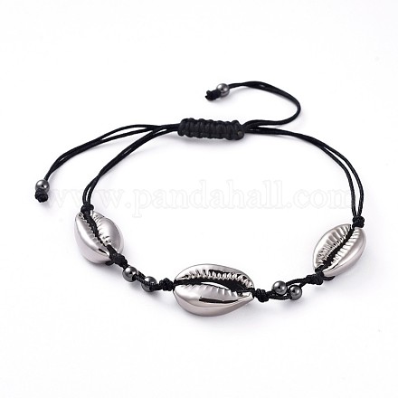 Bracelets de perles tressées réglables en corde de nylon unisexe BJEW-JB04887-01-1