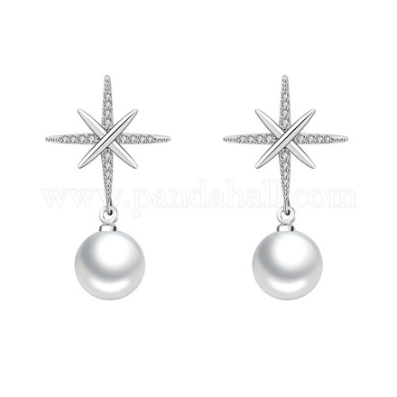 Aretes de perla de imitación de plástico de latón EJEW-BB48650-A-1