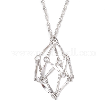 304 нержавеющая сталь пустой макраме мешочек кулон сингапурская цепочка ожерелье изготовление NJEW-JN05280-1