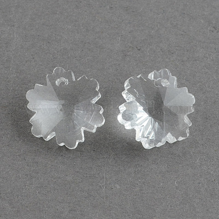Snowflake Transparent Glass Pendants EGLA-R081-07-1