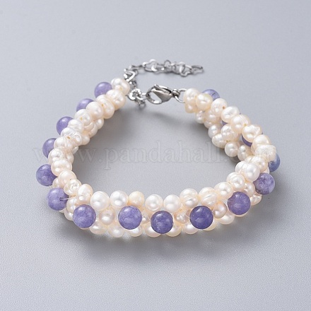 Bracelets de perles de quartz naturel (teint) BJEW-JB04604-05-1