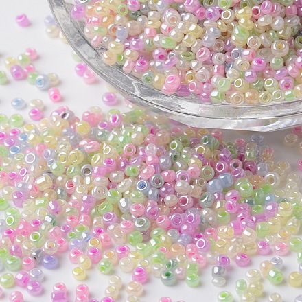 12/0 Ceylon Pearl Luster Plated Round Glass Seed Beads SEED-K003-2mm-M08-1