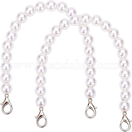 PandaHall 2pcs Imitation Pearl Bead Handle Short Bag Chain Strap Replacement Bag Chain with Lobster Clasps for Handbag Purse Wallet Clutch Crafts Making FIND-PH0015-64-1