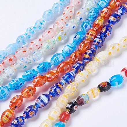 Handmade Millefiori Glass Beads Strands LK-F010-02-1