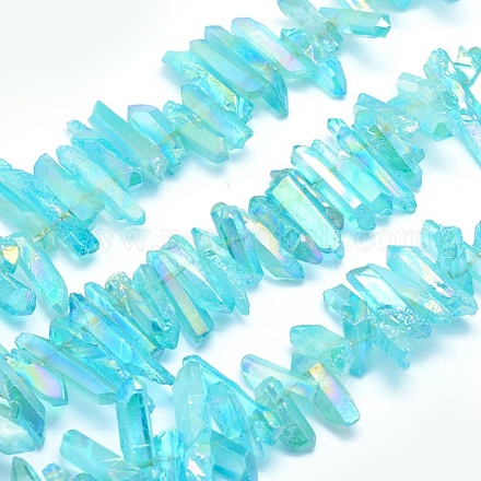 Electroplated Natural Quartz Crystal Beads Strands G-P368-05C-1