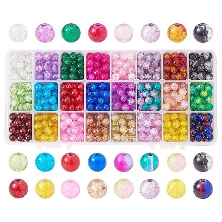Spray Painted Crackle Glass Beads CCG-PH0002-01-6mm-1