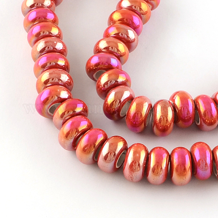 Rondelles ab-couleur des perles à la main en porcelaine PORC-R042-B06-1