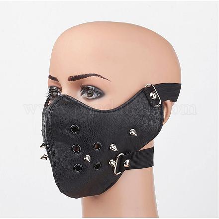 Punk Rock Style PU Leather Mouth Cover AJEW-D038-07-1