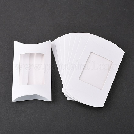 クラフト紙枕箱  ギフトキャンディー梱包箱  ホワイト  箱：12.5x8x2センチメートル CON-L018-B01-1