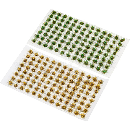 BENECREAT 2Pcs 2 Colors Green Yellow Miniature Grass Tufts Model Grass AJEW-BC0001-95-1