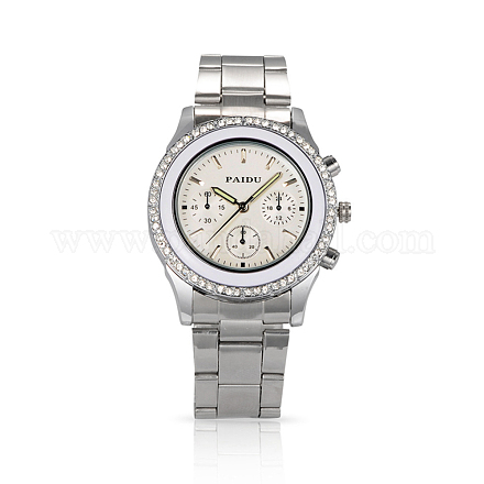 Relojes de cuarzo con diamantes hombres reloj de pulsera ocasional de la alta calidad de rhinestone de acero inoxidable WACH-N004-16-1