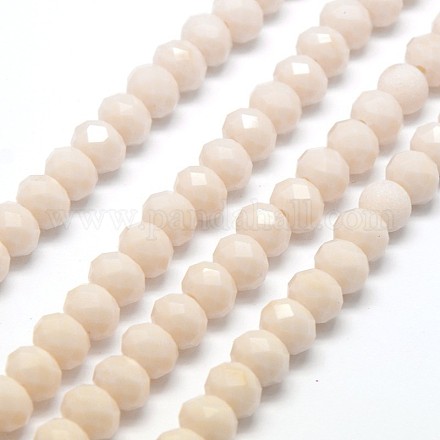 Opaque Solid Color Crystal Glass Rondelle Beads Strands EGLA-F046A-09-1