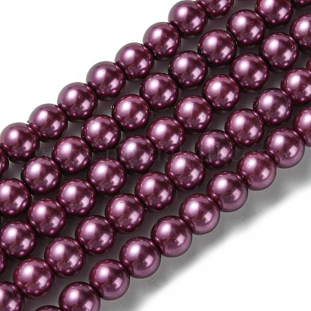 Fili di perle rotonde di perle di vetro tinto ecologico HY-A002-6mm-RB029-1