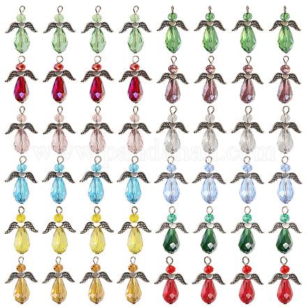 48pcs pendentifs en verre galvanoplastie 12 couleurs PALLOY-AB00110-1