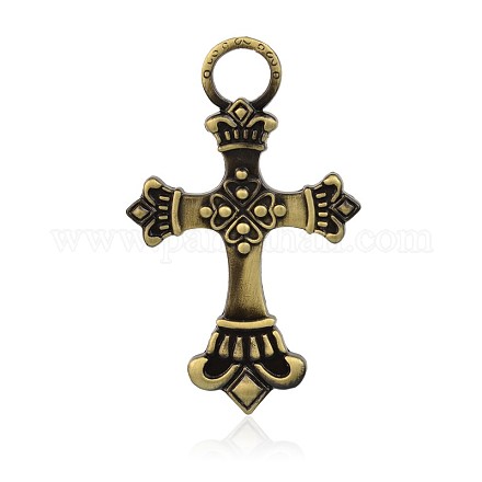 Tibetan Style Latin Cross Fleuree Alloy Big Pendants PALLOY-J514-52AB-FF-1